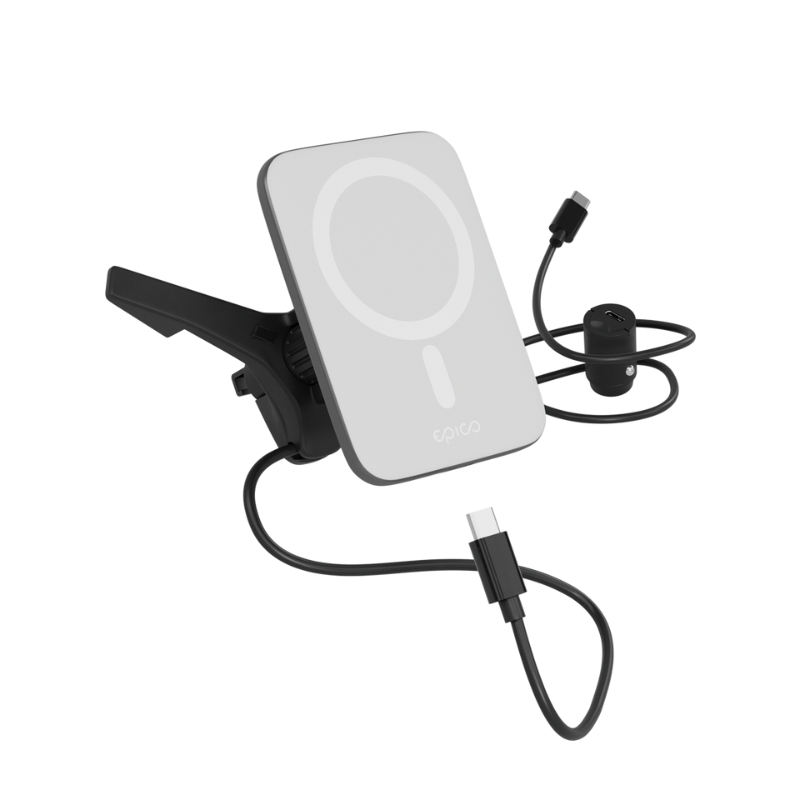 Epico Qi2 Mag+ Ultrathin Car Charger wireless charging 15W - silver/white